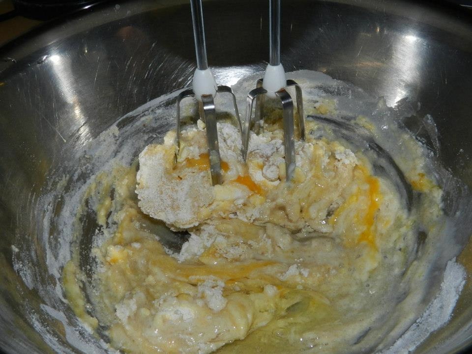 Cake being mixed
