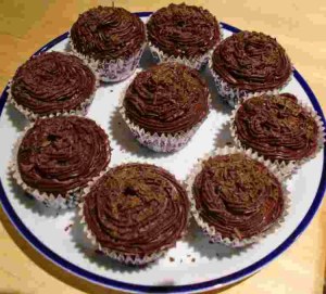 Plate of chocolate cup cakes