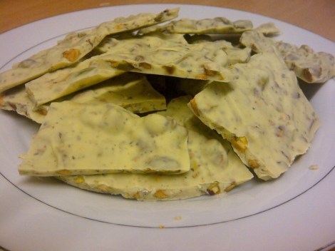 Salted pistachio bark