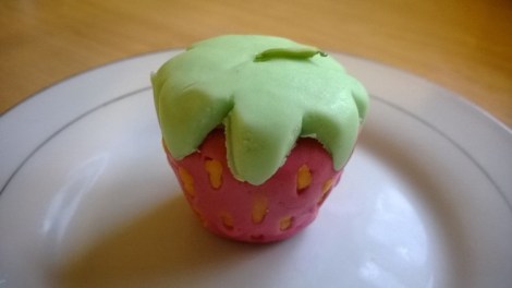 Pop cake made into a strawberry