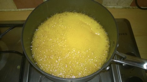 Butter honey and sugar boiling