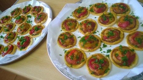 Finished roasted pepper tartlets
