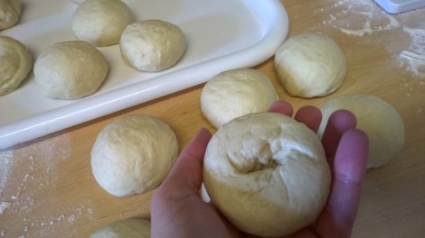 Bagels being shaped