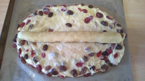 Stollen with almond paste in the middle