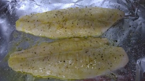 Seasoned fish on foil