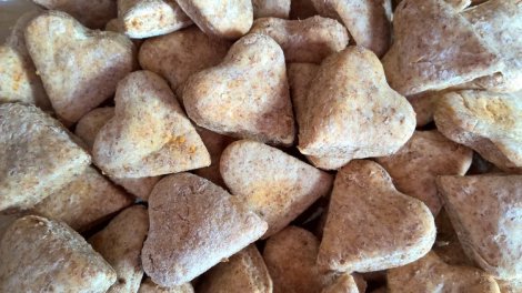 Heart shaped dog biscuits