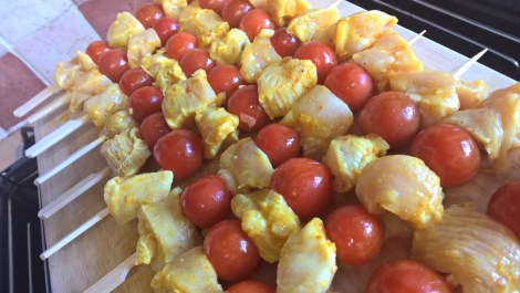 Chicken skewers uncooked