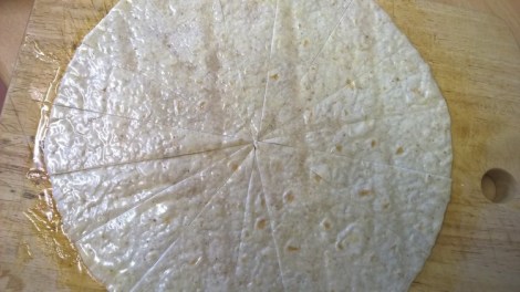 Flour tortilla cut into 16